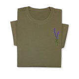 Lavender Embroidered T-Shirt, Minimalist Botanical Shirt, Floral Gift for Her, Nature Inspired Tee, Delicate Flower Embroidery