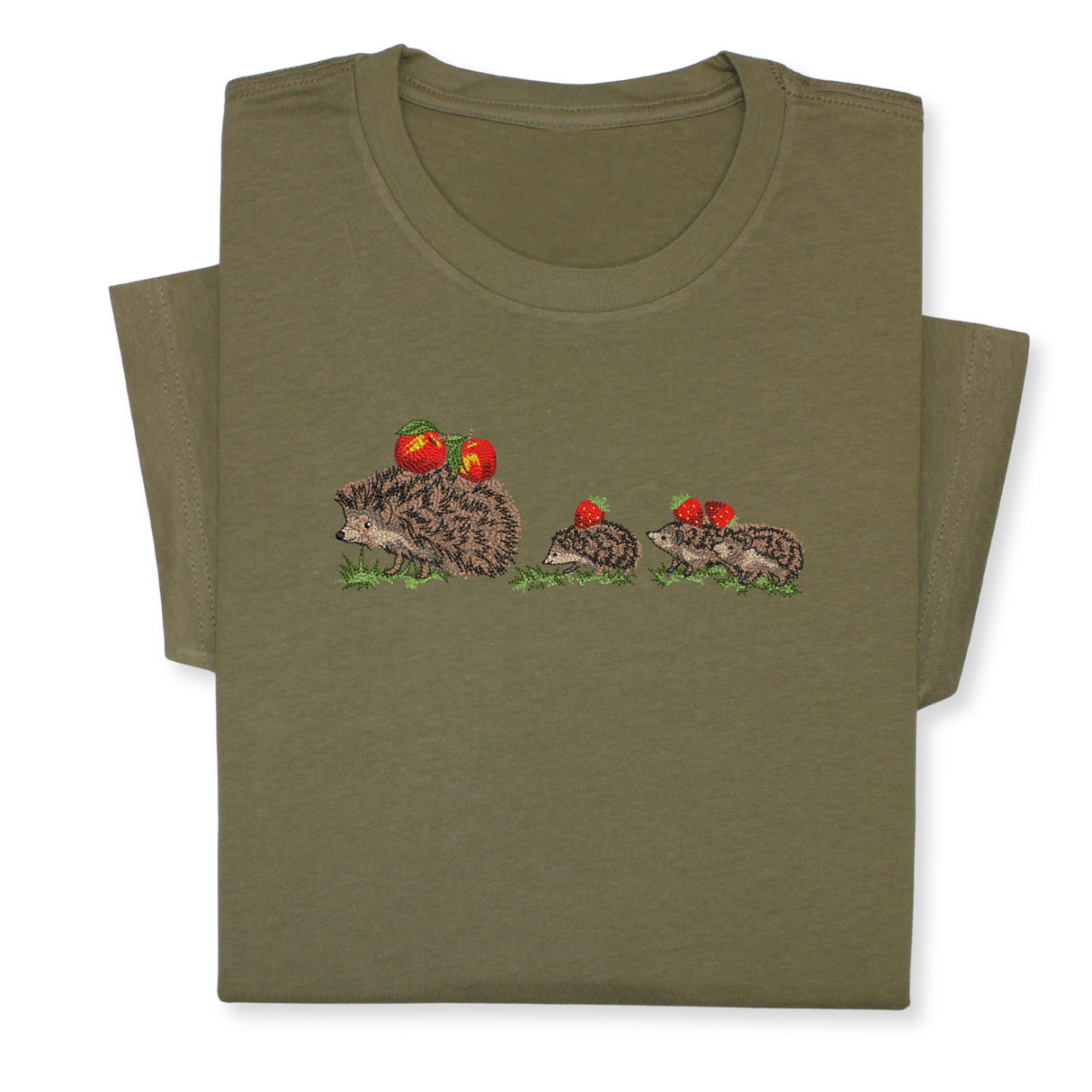 Embroidered Hedgehog Family T-Shirt, Cute Animal Nature Lover Gift