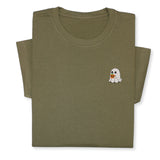Halloween Ghost T-Shirt with Pumpkin, Cute Spooky Embroidered Tee for Fall & Halloween Season