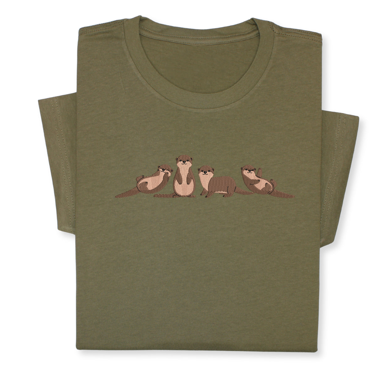 Otters Embroidered T-Shirt, Cute Otters Shirt for Animal Lovers, Playful Wildlife Tee, Nature Inspired Embroidery Gift, Unisex Otter Lover