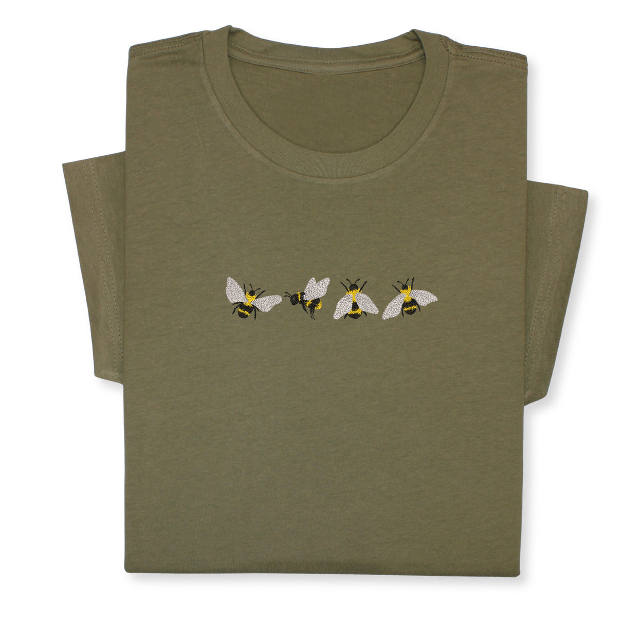 4 Bees Embroidered T-Shirt – Minimalist Insect Shirt, Cute Nature Tee, Bumblebee Lover Gift, Unisex Garden Shirt for Bee Fans & Nature Lovers