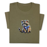 Colorful Raccoon Embroidered T-Shirt, Whimsical Animal Design Tee, Cute Pet Lover Gift, Fun Nature Inspired Shirt, Playful Bowtie Aesthetic