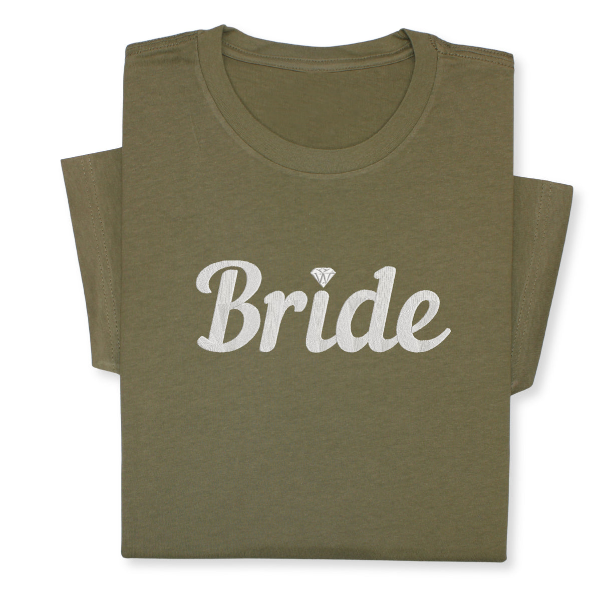 Bride T-Shirt with Silver Embroidery – Elegant Bridal Tee, Diamond Detail, Wedding Morning Shirt, Bachelorette Party Gift, Bride-to-Be Outfit