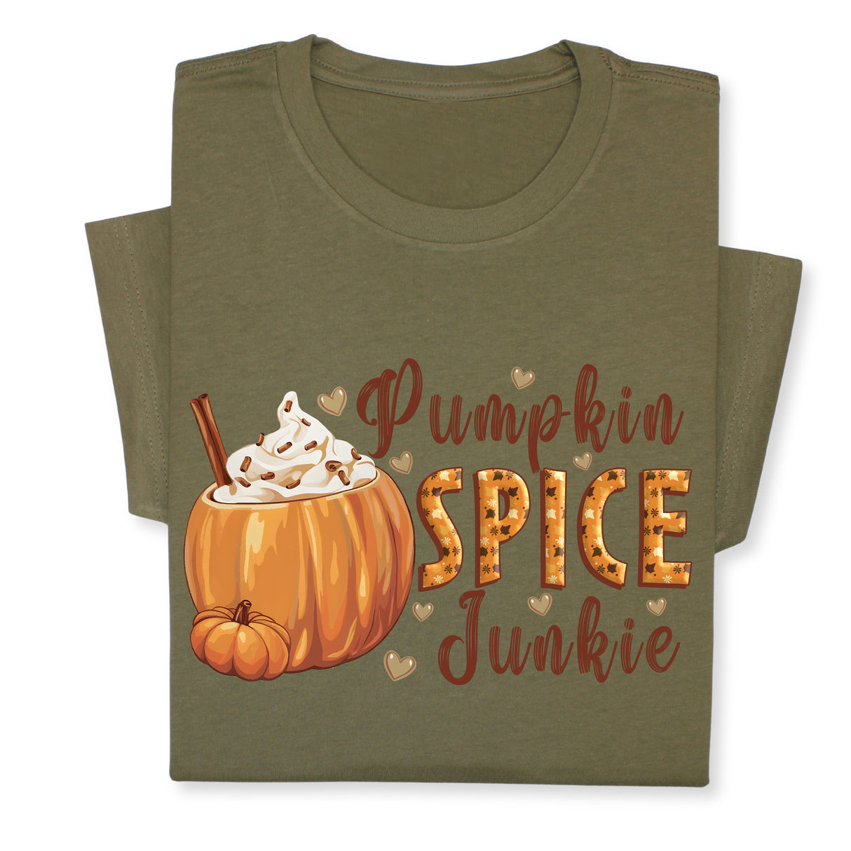 Pumpkin Spice Junkie Fall T-Shirt – Cute Autumn Latte Print, Cozy Pumpkin Drink Tee, Pumpkin Lover Gift, Thanksgiving Season Shirt