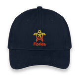 Florida Turtle Embroidered Hat, Sea Life Beach Cap, Unisex Coastal Gift, Vacation Souvenir Baseball Hat, Nature-Inspired Design