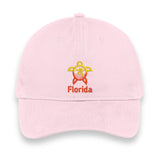 Florida Turtle Embroidered Hat, Sea Life Beach Cap, Unisex Coastal Gift, Vacation Souvenir Baseball Hat, Nature-Inspired Design