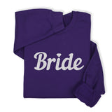 Bride Hoodie & Sweatshirt with Silver Thread Embroidery – Elegant Bridal Pullover, Diamond Detail, Bachelorette Gift, Wedding Morning Outfit