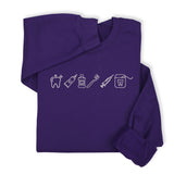 Custom Dental Embroidered Hoodie & Sweatshirt, Tooth Icons Design, Dentist Hygienist Gift, Dental Assistant Unisex Workwear