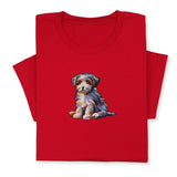 Cute Puppy Embroidered T-Shirt, Colorful Dog Lover Gift, Whimsical Pet Design Tee, Playful Animal Embroidery, Cozy Outfit for Dog