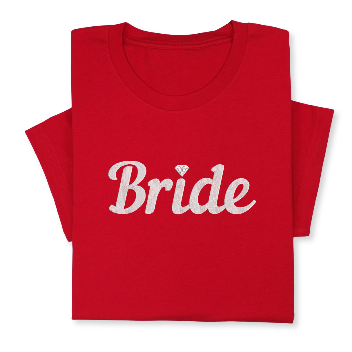 Bride T-Shirt with Silver Embroidery – Elegant Bridal Tee, Diamond Detail, Wedding Morning Shirt, Bachelorette Party Gift, Bride-to-Be Outfit