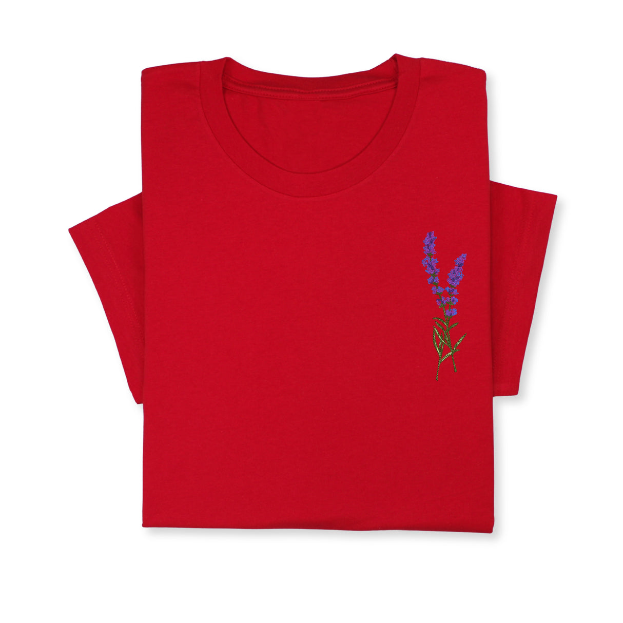 Lavender Embroidered T-Shirt, Minimalist Botanical Shirt, Floral Gift for Her, Nature Inspired Tee, Delicate Flower Embroidery