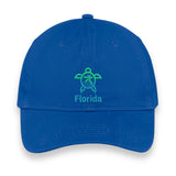 Florida Turtle Embroidered Hat, Sea Life Beach Cap, Unisex Coastal Gift, Vacation Souvenir Baseball Hat, Nature-Inspired Design