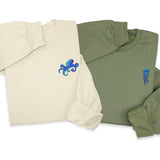 Ocean Life Embroidered Hoodie & Sweatshirt, Minimalist Marine Design, Coastal Aesthetic Pullover, Nautical Embroidery Unisex Gift