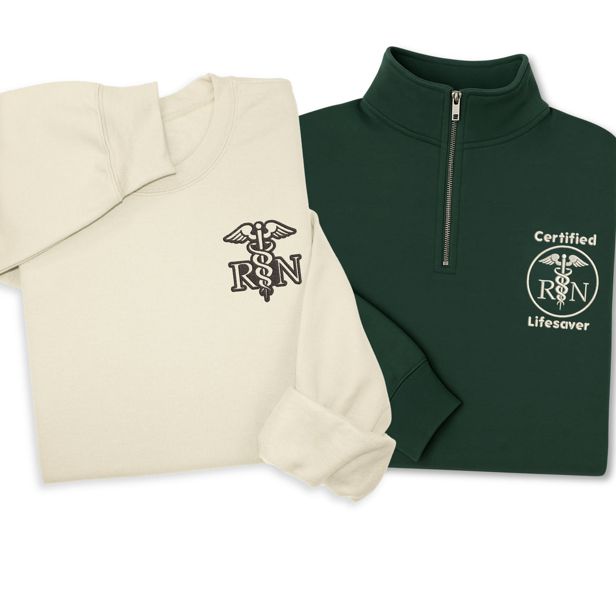 Custom Medical RN 1/4 Zip & Sweatshirt for Nurses – Nurse Gift, Medical Emblem Apparel for Doctors, Graduation or Professional Workwear Gift