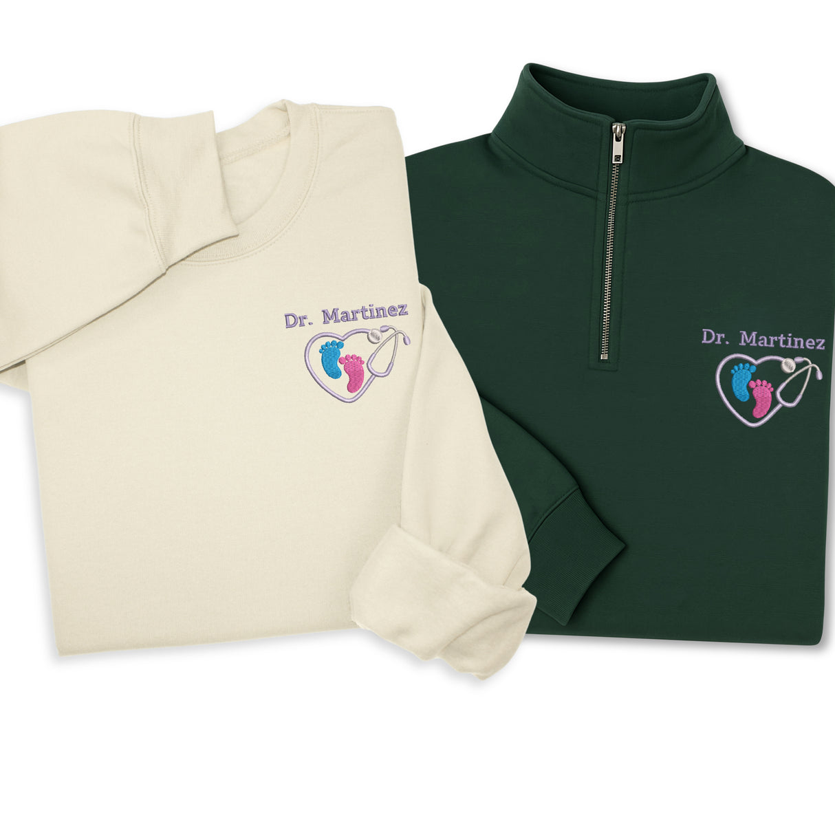 Personalized Medical 1/4 Zip Pullover, Hoodie, Sweatshirt  – Gift for NICU, Pediatric Nurse, Labor & Delivery or Baby Care Professionals