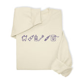 Custom Dental Embroidered Hoodie & Sweatshirt, Tooth Icons Design, Dentist Hygienist Gift, Dental Assistant Unisex Workwear