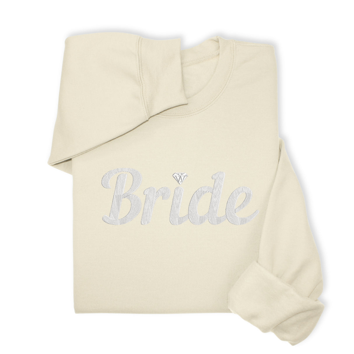 Bride Hoodie & Sweatshirt with Silver Thread Embroidery – Elegant Bridal Pullover, Diamond Detail, Bachelorette Gift, Wedding Morning Outfit
