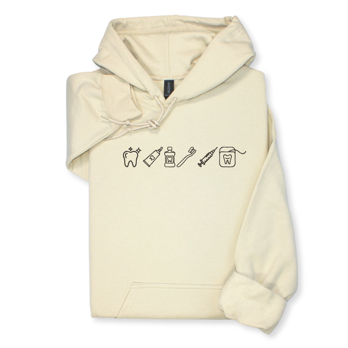 Custom Dental Embroidered Hoodie & Sweatshirt, Tooth Icons Design, Dentist Hygienist Gift, Dental Assistant Unisex Workwear