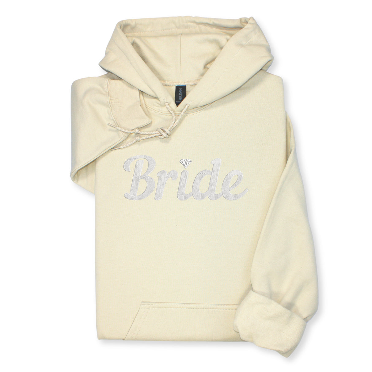Bride Hoodie & Sweatshirt with Silver Thread Embroidery – Elegant Bridal Pullover, Diamond Detail, Bachelorette Gift, Wedding Morning Outfit