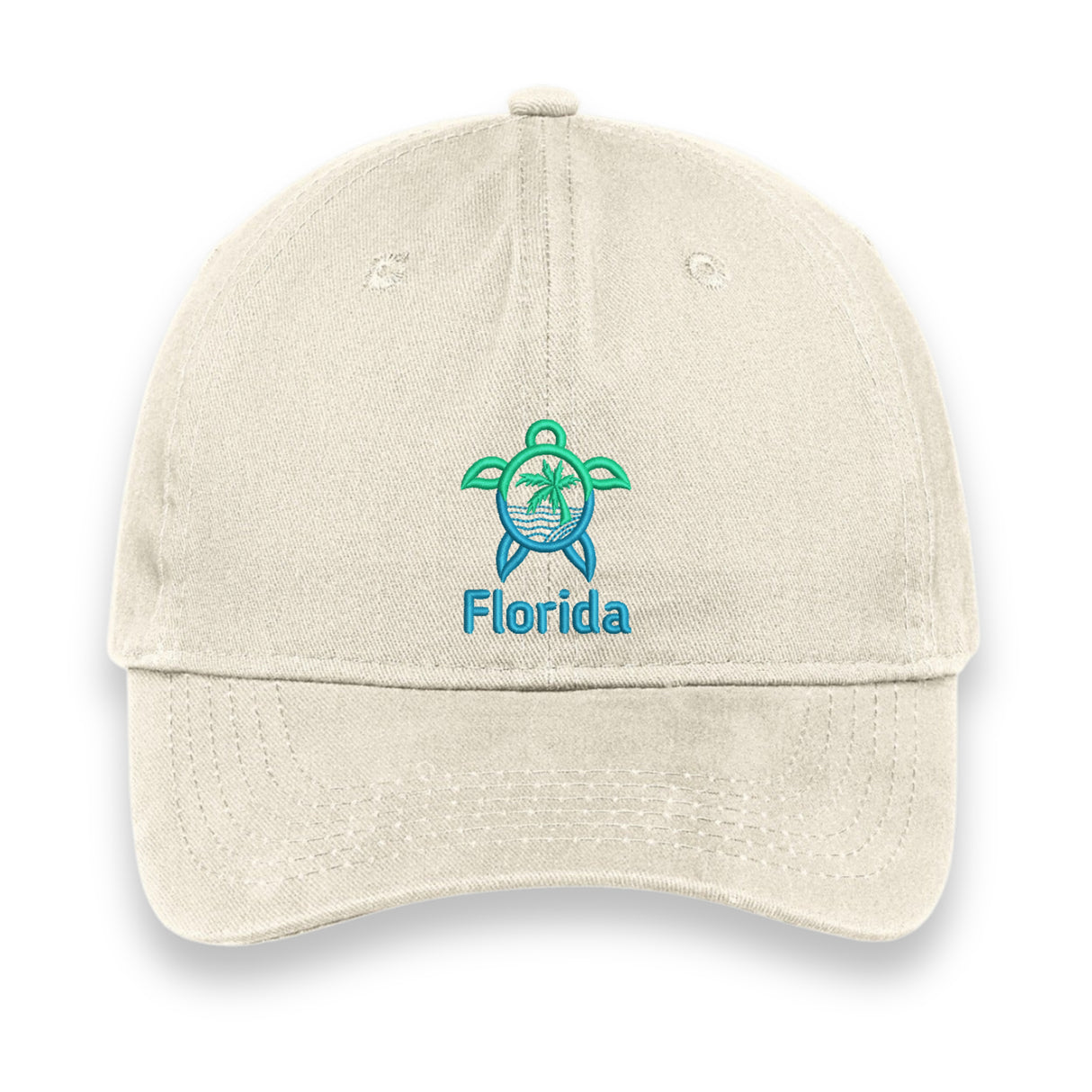 Florida Turtle Embroidered Hat, Sea Life Beach Cap, Unisex Coastal Gift, Vacation Souvenir Baseball Hat, Nature-Inspired Design