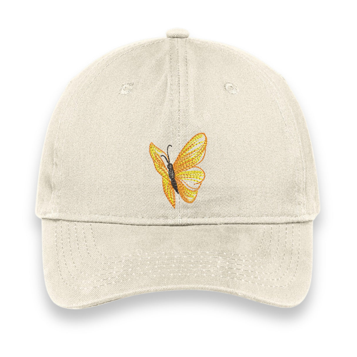 Yellow Butterfly Embroidered Hat, Nature-Inspired Baseball Cap, Cute Gift for Her or Him, Summer Garden Aesthetic Unisex Cap