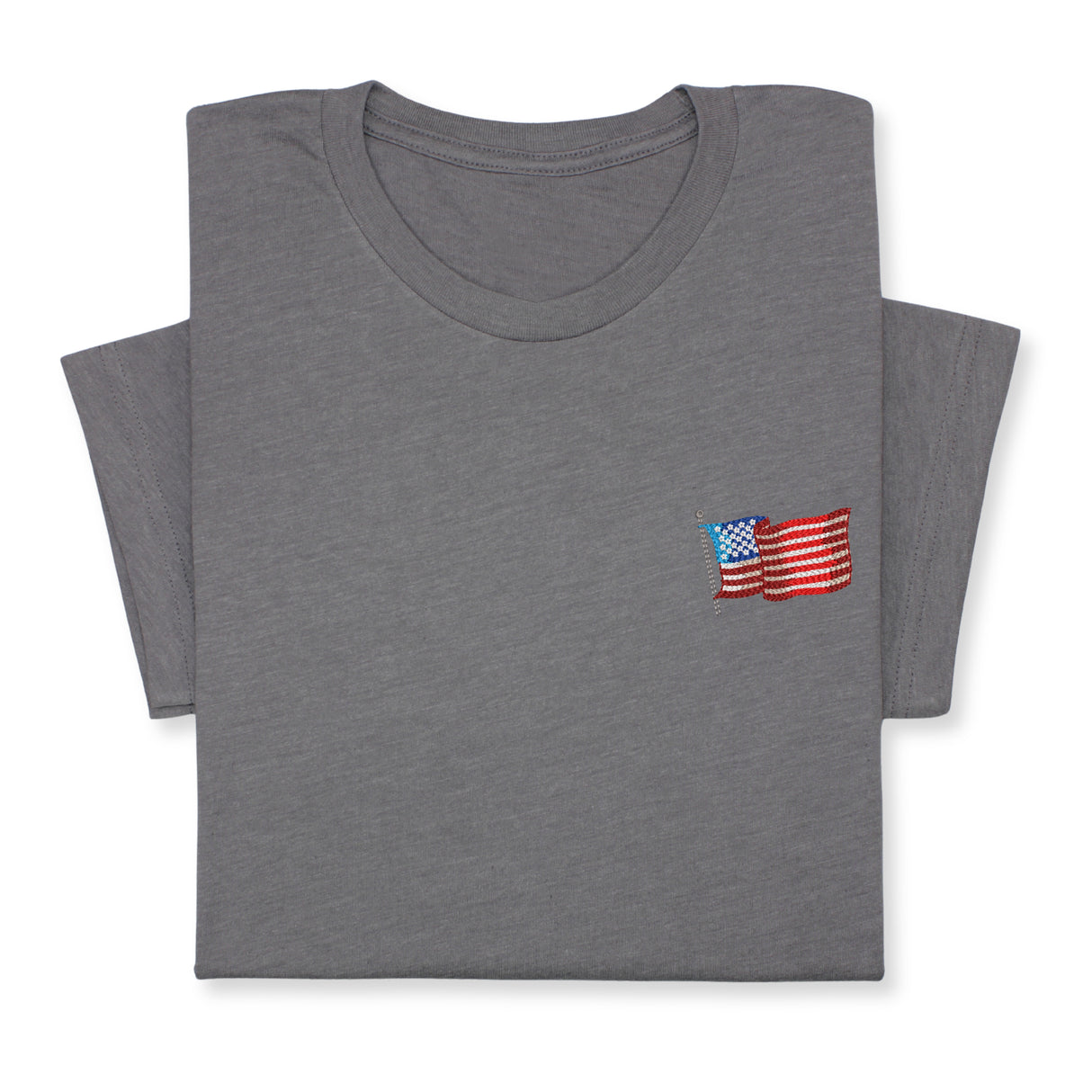 USA Flag Embroidered Tee, Patriotic American T-Shirt for Independence Day, 4th July Gift