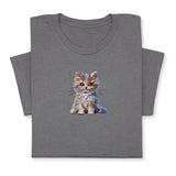 Cute Cat Embroidered T-Shirt, Colorful Kitty Design Tee, Whimsical Animal Lover Gift, Cozy Outfit, Furry Pet Embroidery for Cat Lovers