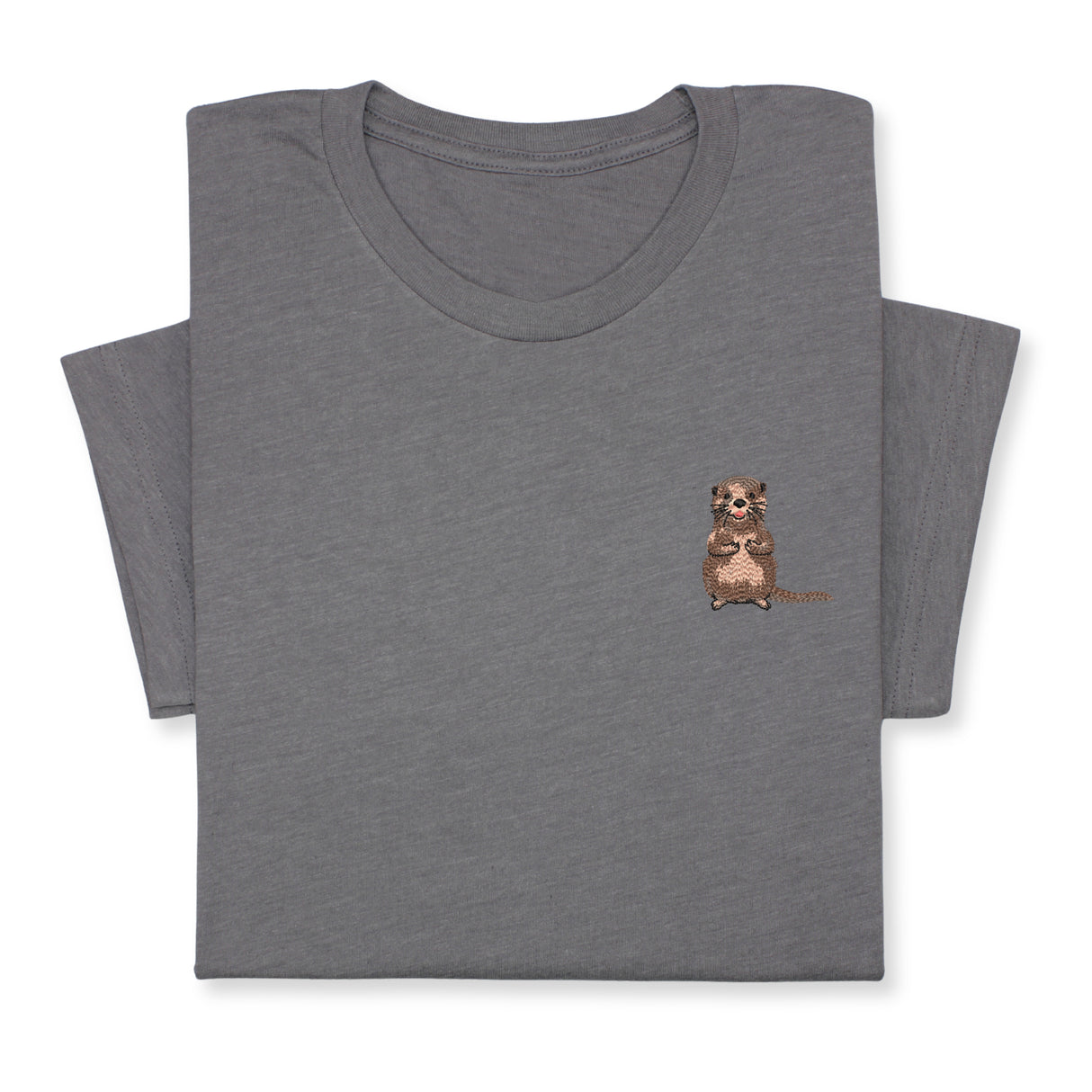 Otter Embroidered T-Shirt, Cute Animal Design Tee, Playful Wildlife Gift, Cozy Nature Inspired Shirt Whimsical Embroidery for Animal Lovers