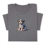 Cute Puppy Embroidered T-Shirt, Colorful Dog Lover Gift, Whimsical Pet Design Tee, Playful Animal Embroidery, Cozy Outfit for Dog