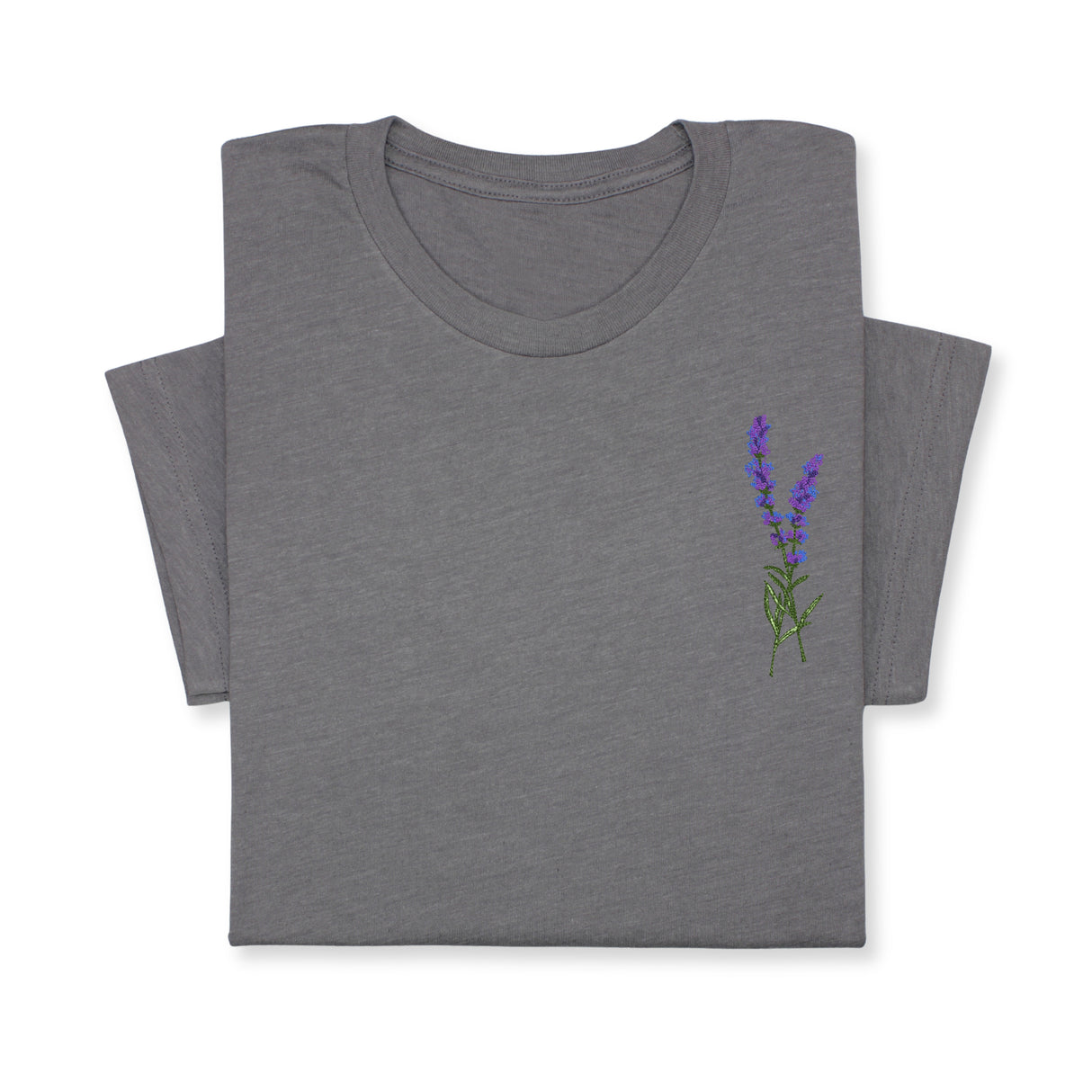 Lavender Embroidered T-Shirt, Minimalist Botanical Shirt, Floral Gift for Her, Nature Inspired Tee, Delicate Flower Embroidery