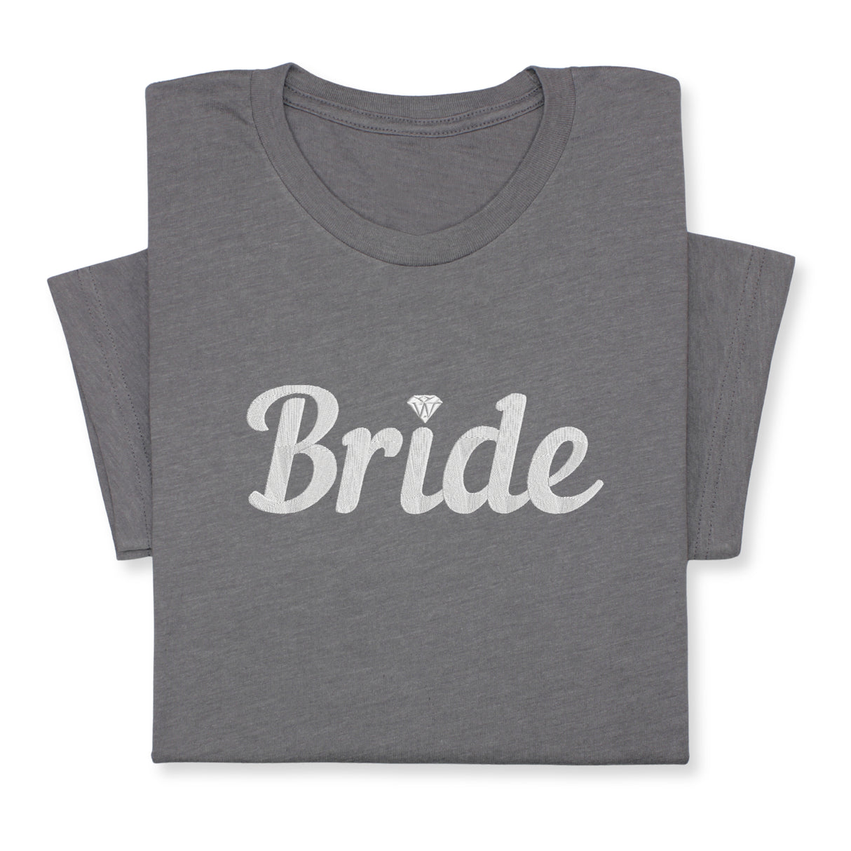 Bride T-Shirt with Silver Embroidery – Elegant Bridal Tee, Diamond Detail, Wedding Morning Shirt, Bachelorette Party Gift, Bride-to-Be Outfit