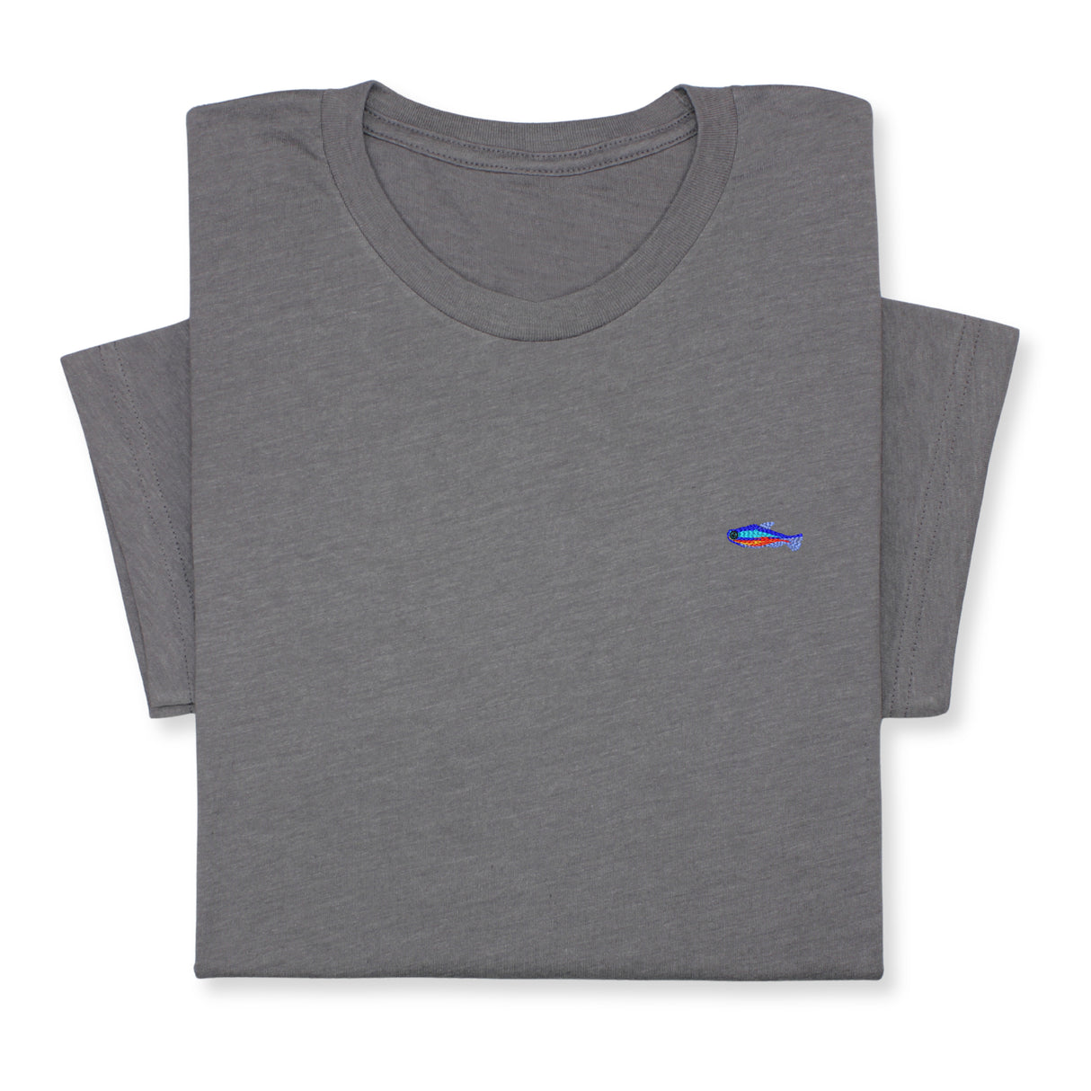 Tiny Fish Embroidered T-Shirt, Minimalist Aquatic Animal Tee, Small Fish Design Shirt, Ocean-Inspired Gift, Cute Sea Life Unisex Cotton Tee