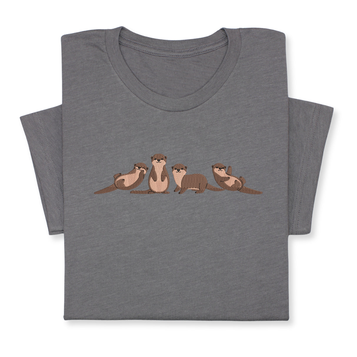 Otters Embroidered T-Shirt, Cute Otters Shirt for Animal Lovers, Playful Wildlife Tee, Nature Inspired Embroidery Gift, Unisex Otter Lover