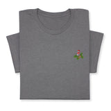 Christmas Bird Embroidered T-Shirt, Festive Robin Tee with Santa Hat, Cute Holiday Nature Shirt, Cozy Minimalist Xmas Gift for Bird Lovers