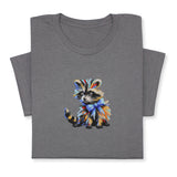 Colorful Raccoon Embroidered T-Shirt, Whimsical Animal Design Tee, Cute Pet Lover Gift, Fun Nature Inspired Shirt, Playful Bowtie Aesthetic