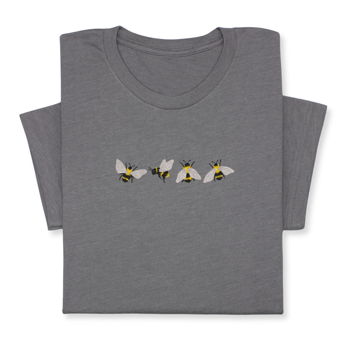 4 Bees Embroidered T-Shirt – Minimalist Insect Shirt, Cute Nature Tee, Bumblebee Lover Gift, Unisex Garden Shirt for Bee Fans & Nature Lovers