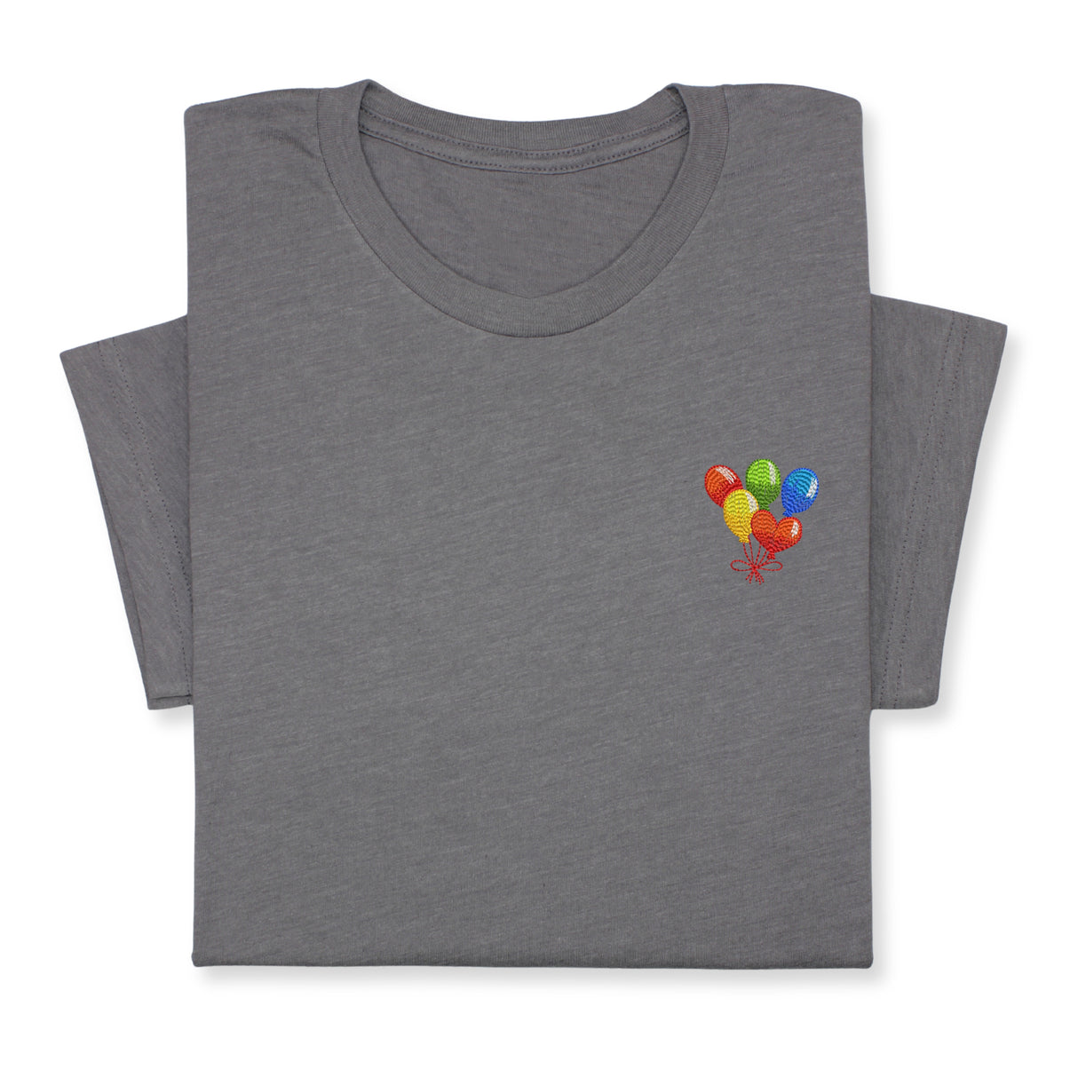 Rainbow Balloons Embroidered T-Shirt, Whimsical Party Tee, Colorful Festive Gift, Birthday Celebration Shirt, Fun Embroidery for All Ages