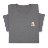 Halloween Ghost T-Shirt with Pumpkin, Cute Spooky Embroidered Tee for Fall & Halloween Season