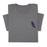 Raven Embroidered T-Shirt | Unisex Crewneck Tee | Nature-Inspired Bird Design | Unique Black Raven Gift for Bird Enthusiasts!
