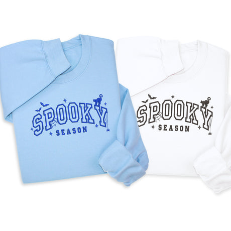 Spooky Season Embroidered Hoodie & Sweatshirt – Halloween Pullover, Cozy Fall Layer with Cat, Bats & Webs, Unisex October Gift