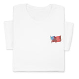 USA Flag Embroidered Tee, Patriotic American T-Shirt for Independence Day, 4th July Gift