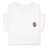 Cute Owl Embroidered T-Shirt, Whimsical Bird Lover Gift, Small Animal Embroidery Tee, Cozy Nature-Inspired Shirt