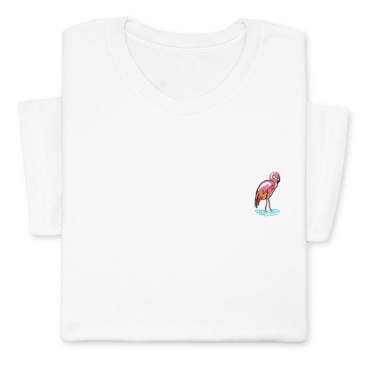 Pink Flamingo Embroidered T-shirt, Embroidered Flamingo T-shirt, Embroidered Bird T-shirt Unisex, Pink Flamingo T-Shirt Gift for Bird Lover!