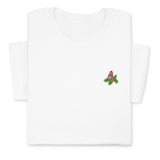 Christmas Bird Embroidered T-Shirt, Festive Robin Tee with Santa Hat, Cute Holiday Nature Shirt, Cozy Minimalist Xmas Gift for Bird Lovers