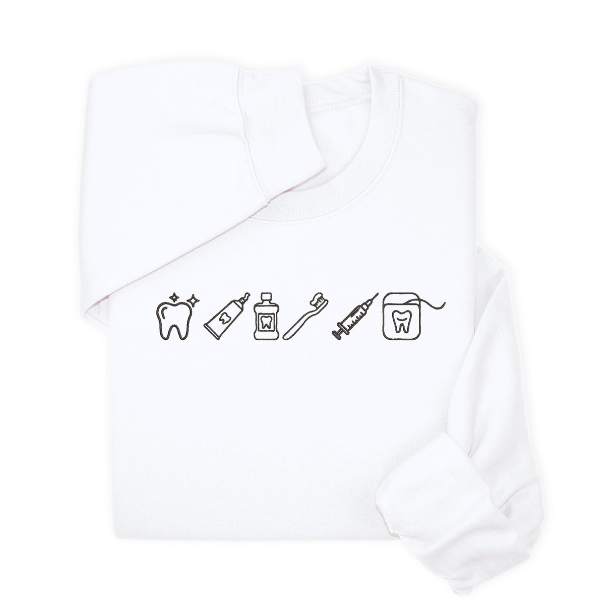 Custom Dental Embroidered Hoodie & Sweatshirt, Tooth Icons Design, Dentist Hygienist Gift, Dental Assistant Unisex Workwear