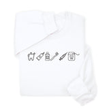 Custom Dental Embroidered Hoodie & Sweatshirt, Tooth Icons Design, Dentist Hygienist Gift, Dental Assistant Unisex Workwear