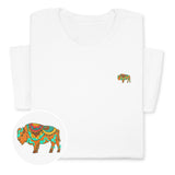 Colorful Bison Embroidered T-Shirt, Boho Western Buffalo Tee, Native American Style Shirt, Cowgirl Gift, Tribal Animal Design