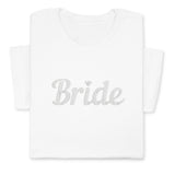 Bride T-Shirt with Silver Embroidery – Elegant Bridal Tee, Diamond Detail, Wedding Morning Shirt, Bachelorette Party Gift, Bride-to-Be Outfit