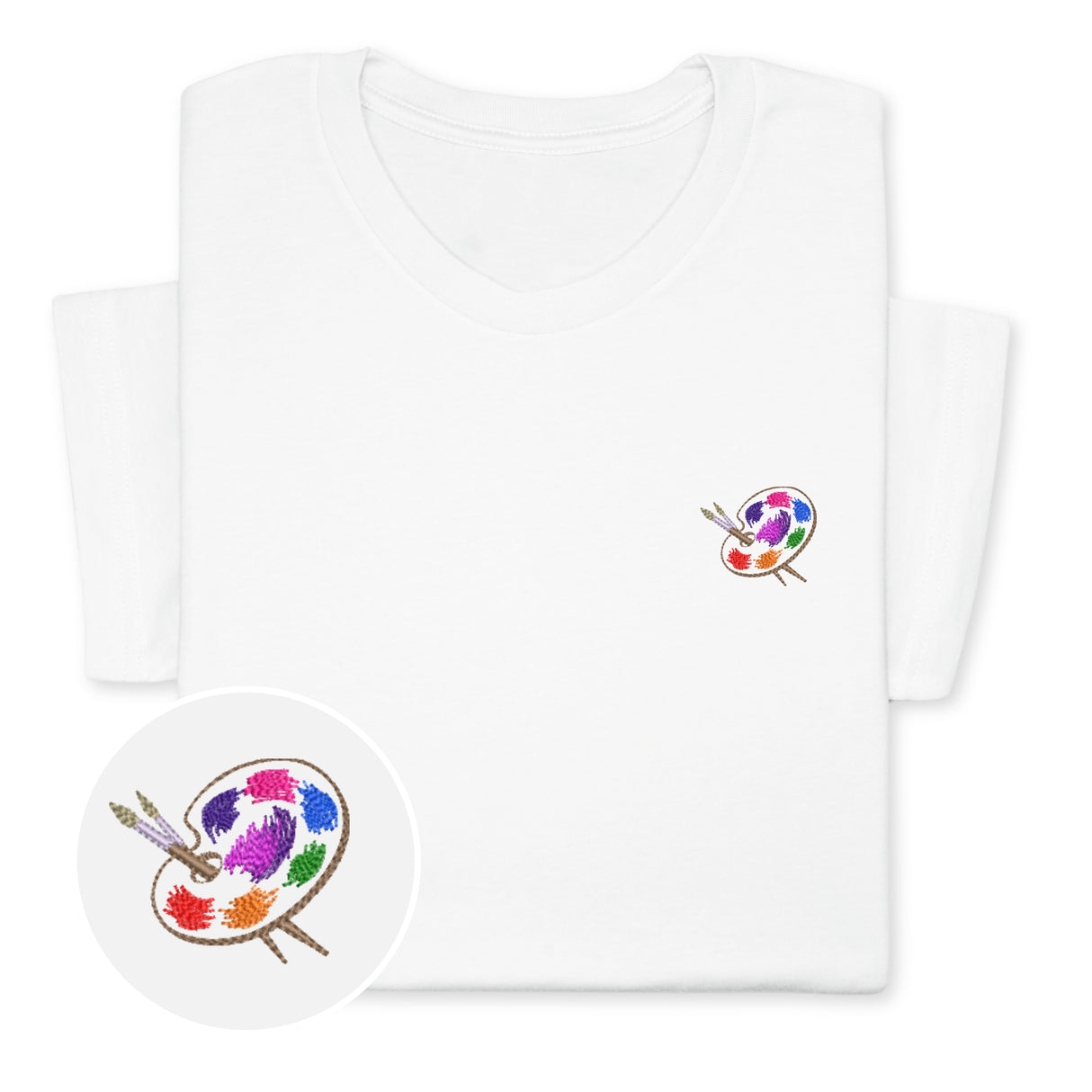 Embroidered Artist Palette T-Shirt, Colorful Creative Tee Gift Unisex