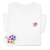 Embroidered Artist Palette T-Shirt, Colorful Creative Tee Gift Unisex